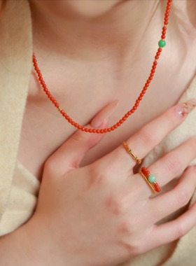 SUMOJEWEL《迎禧》新中式百搭款优雅明艳好寓意氛围感南红项链
