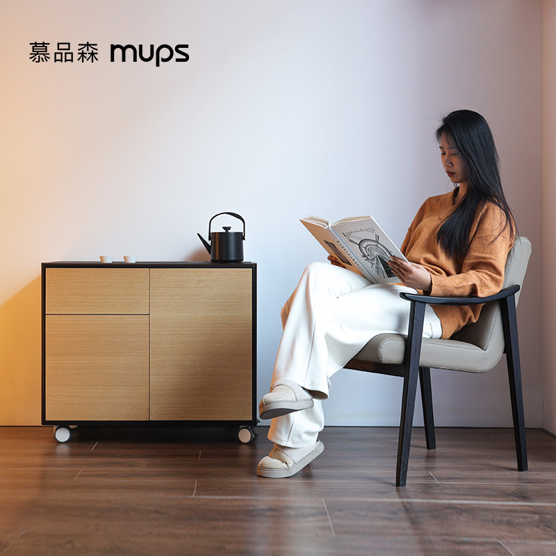 意式极简可移动茶水柜