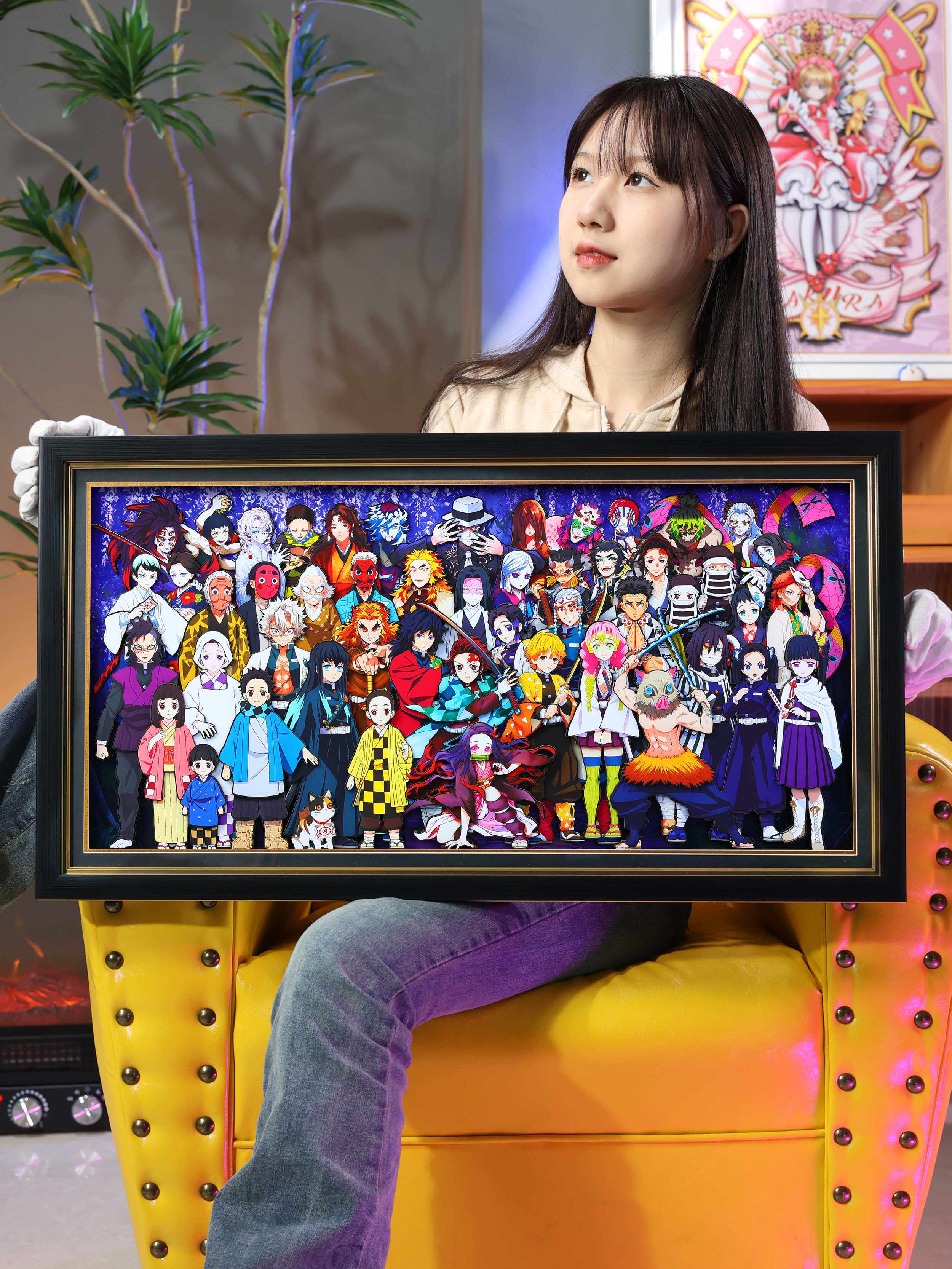 鬼灭之刃全家福鬼杀全员纸艺立体画手工画客厅卧室装饰画生日礼物