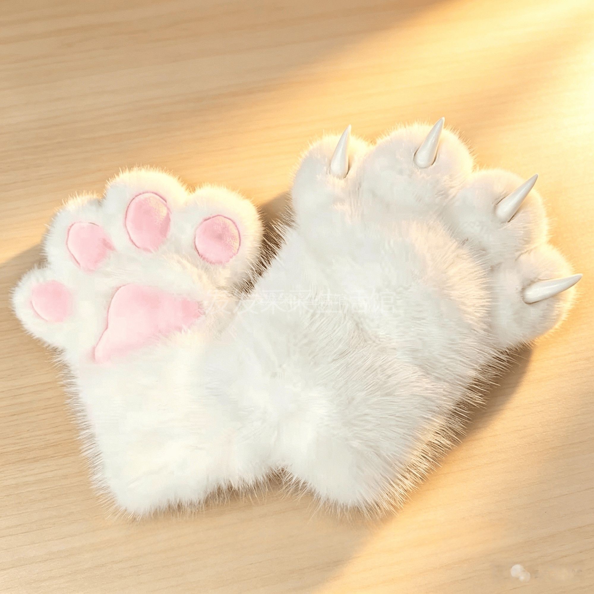 白色超萌洛丽塔猫爪手套毛绒真兽爪手套cosplay 漫展可爱配饰手套