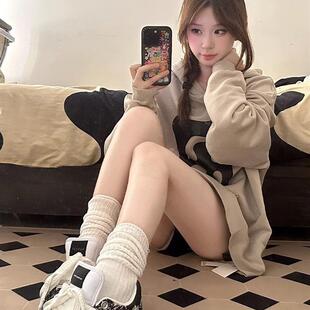 高级设计感宽松潮流秋冬新款加绒女款卫衣印花连帽衫