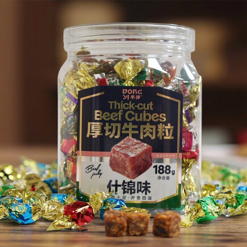 冬伊厚切牛肉粒什锦风味188克/罐装独立包装即食办公室休闲零食