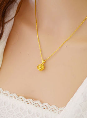 项链吊坠见描述18k黄金水波链