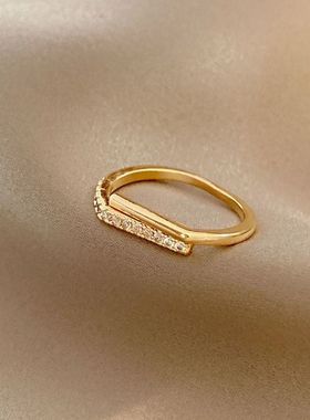 几何欧美双层戒指ins微镶锆石