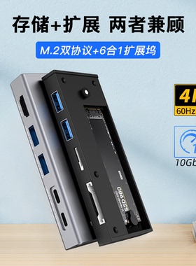 typec拓展坞m.2双协议固态硬盘盒usb3.2扩展器HDMI转接头60/144Hz