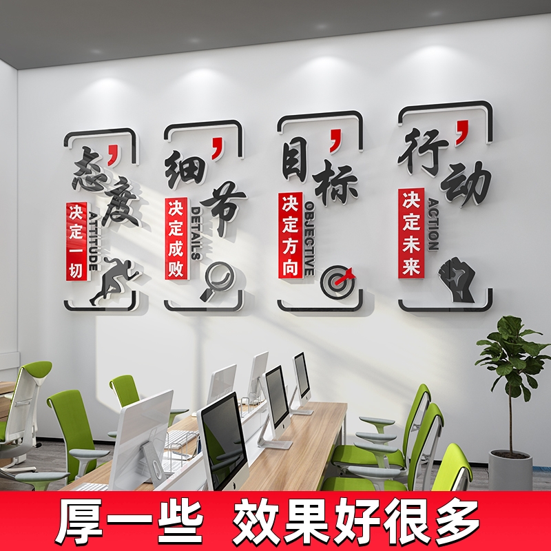 创意办公室墙面装饰楼梯销售部文化墙贴员工团队励志标语激励文字