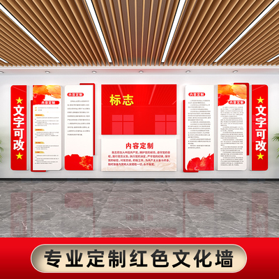 党建文化墙设计党员活动室红色主题宣传布置定制党支部党务公开栏
