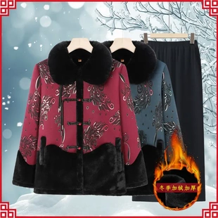 常熟虞山存菊服饰中老年秋冬外套加绒加厚一体绒国风新中式上衣