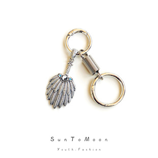 复古诸葛太极羽扇金属钥匙扣创意个性男士儿童学生包包挂件饰品