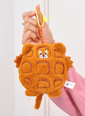 正版猫和老鼠毛绒华夫饼杰利鼠零钱收纳包可爱卡通儿童书包挂件