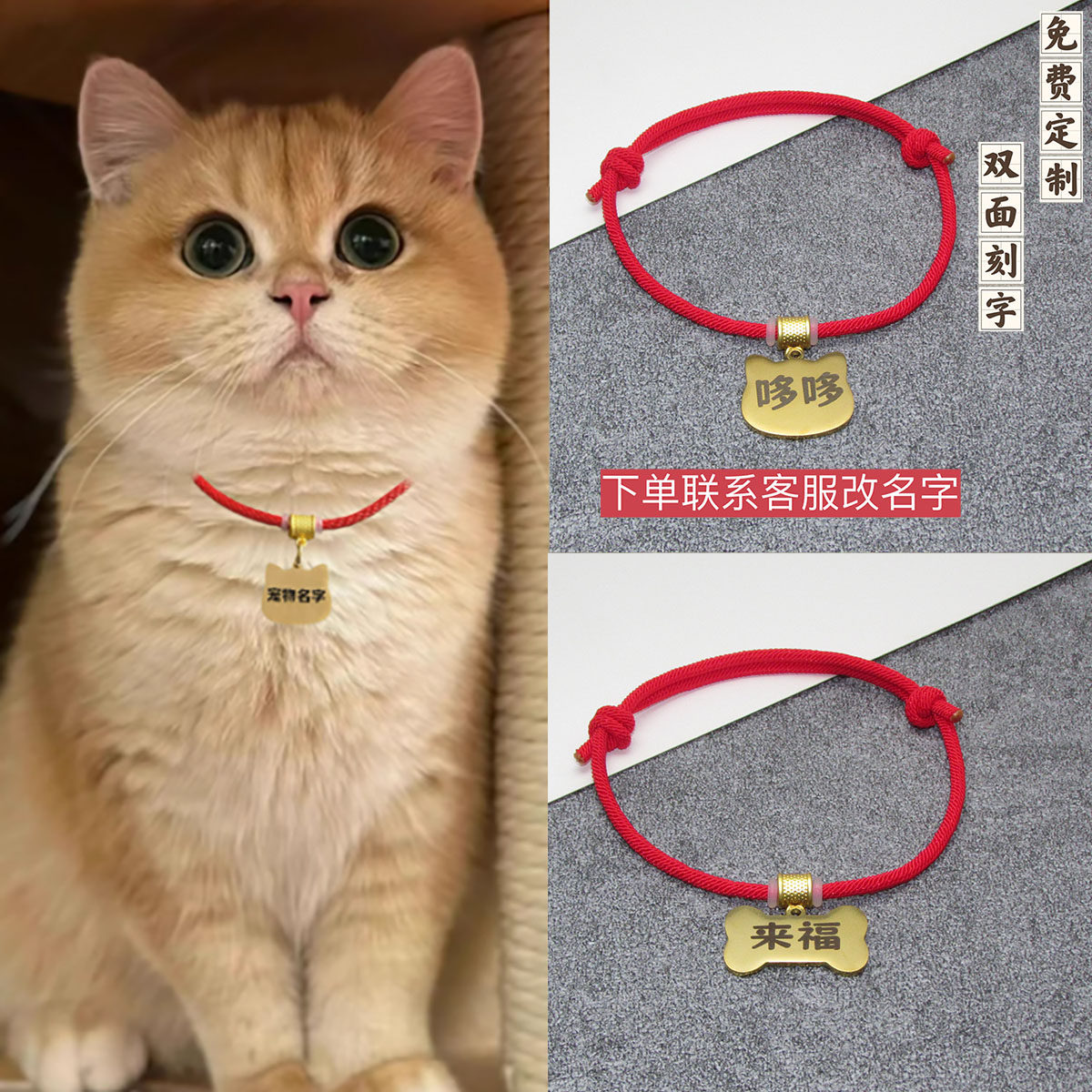 爱宠款身份猫狗防丢身牌猫咪牌刻字吊牌狗宠物用品项圈防走失刻字