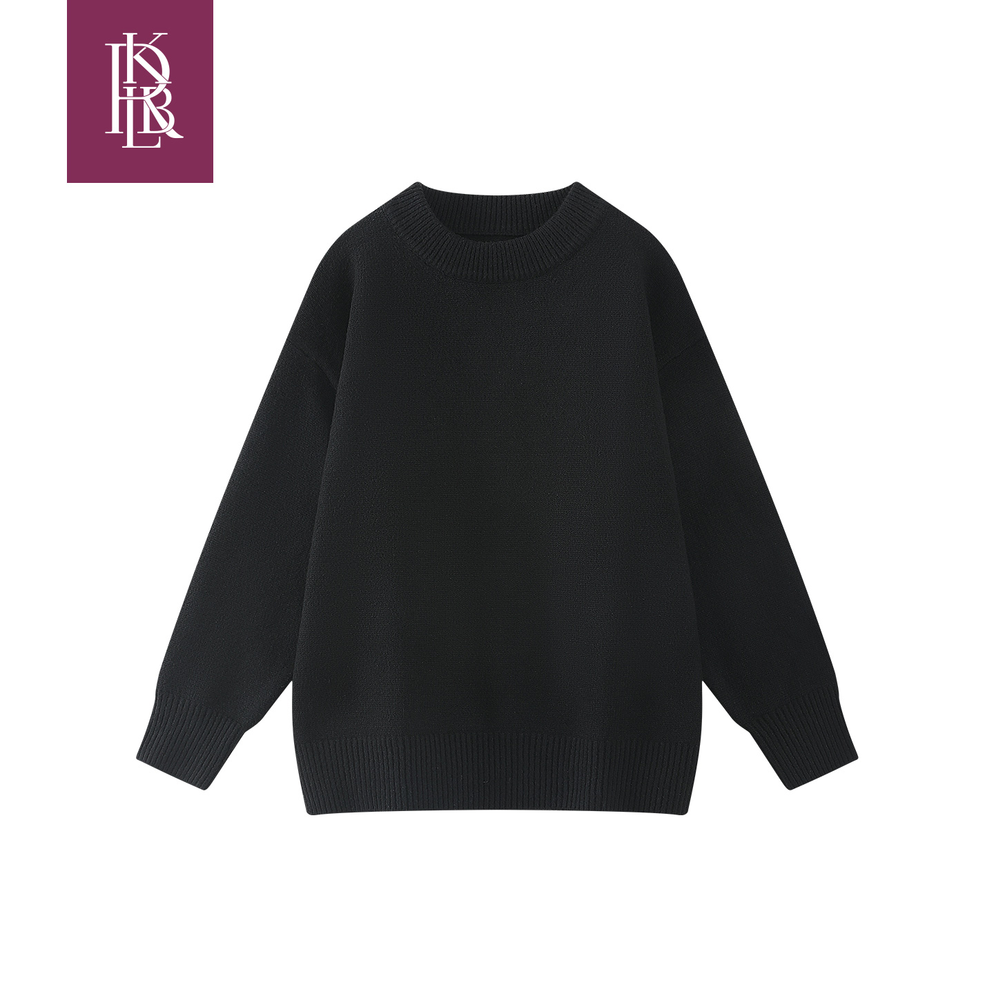 600克超重磅宽松圆领套头毛衣