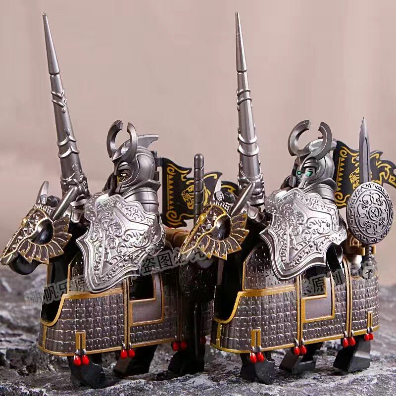 兼容乐高古代重装骑兵帅气人仔暗影地狱骑士长枪勇士拼接积木玩具