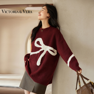 温柔风松弛感通勤大蝴蝶结针织衫 VICTORIA&VERA冬季 韩版