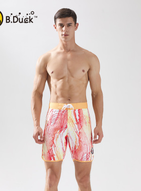 B.Duck泳裤平角防尴尬双层泳衣沙滩裤短裤清仓专业男款游泳裤