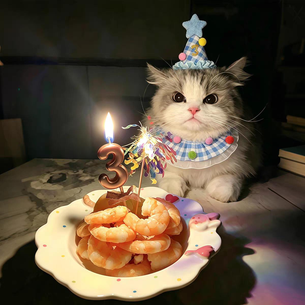 宠物生日套装狗狗庆生派对帽子可爱小猫咪围脖场景布置口水巾拍照