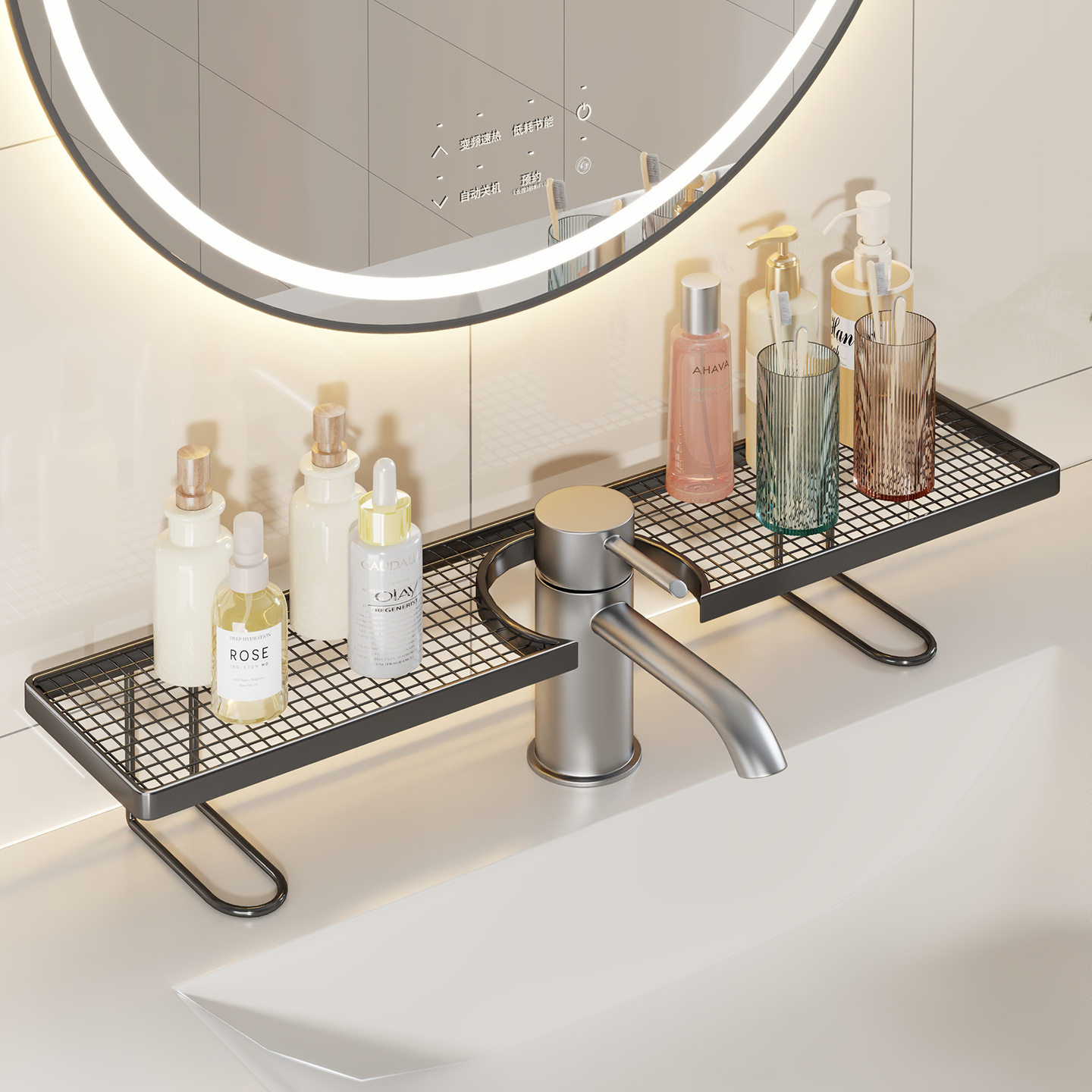 卫生间洗漱台置物架浴室简约洗手池收纳架化妆用品护肤品整理架子