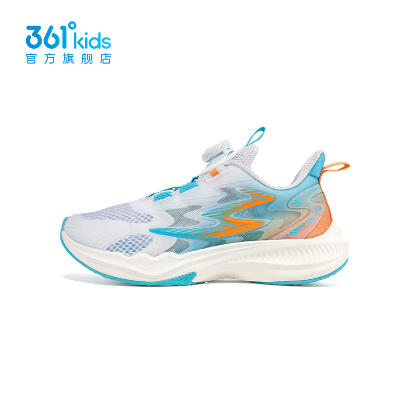 361°儿童旋钮扣运动鞋2024夏季男大童网面透气缓震防滑跑步鞋