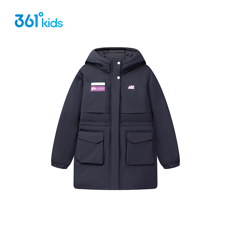 商超同款361度儿童25冬保暖加厚女中大童中长款羽绒服