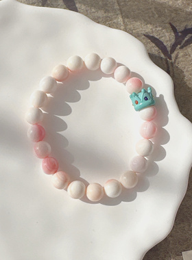 天然女王贝胭脂螺圆珠8mm手链磷镁矿皇冠原创手链手串