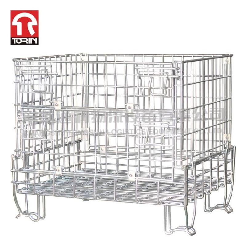 镀锌仓储笼定制铁丝网框物料搬运框周转折叠式金属仓储笼折叠铁框