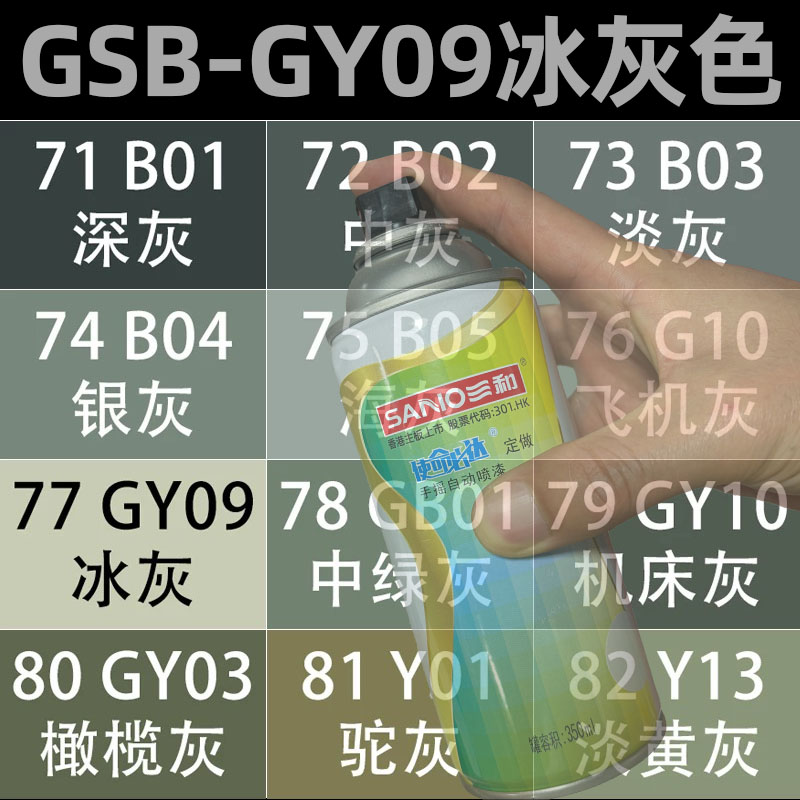 三和手摇自动喷漆GY09冰灰色G10飞机灰GY10机床灰设备翻新防锈漆
