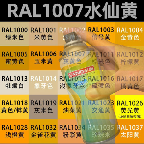 三和手摇定做劳尔喷漆RAL1007水仙黄色1014/1015家用翻新自动喷漆