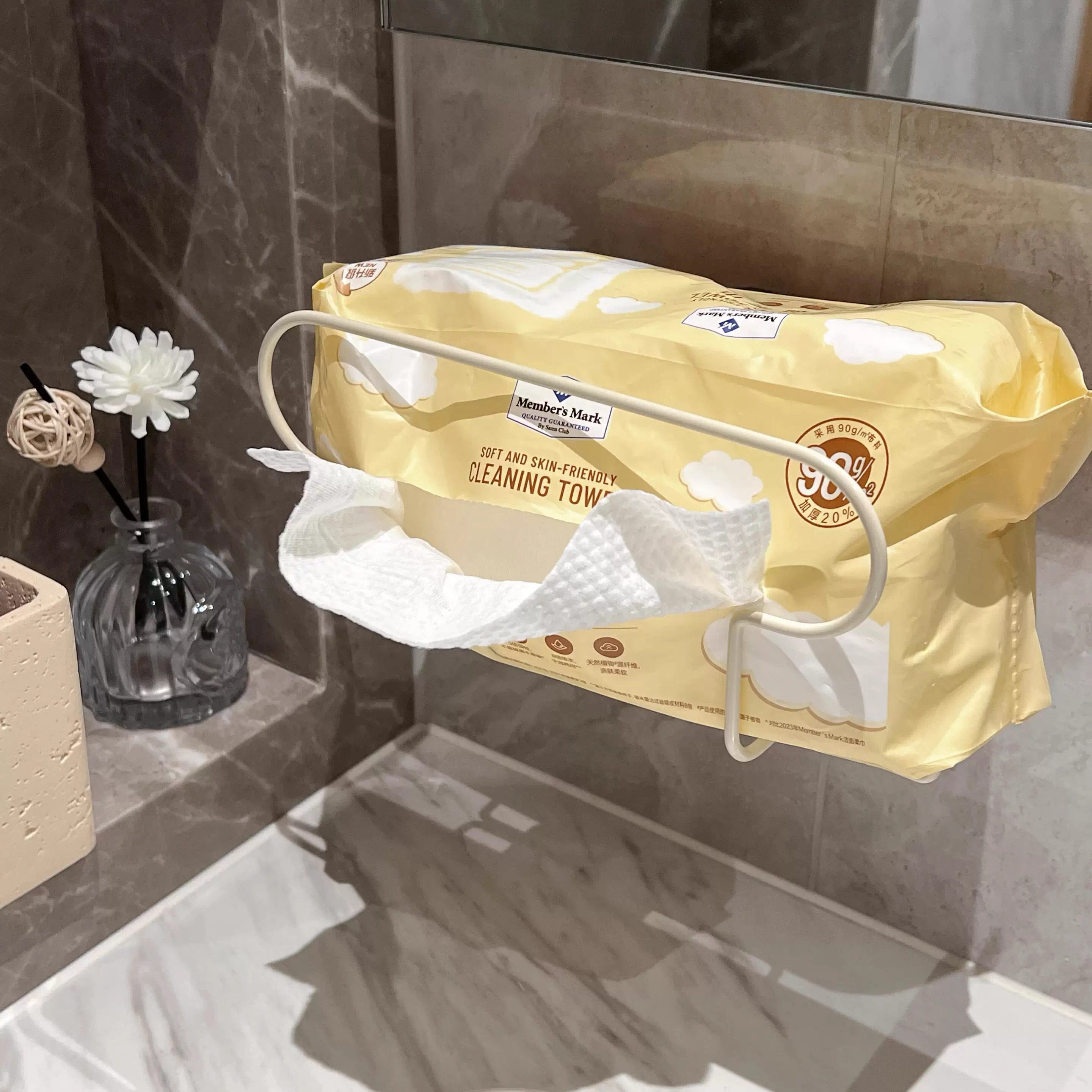 洗脸巾收纳架铁艺墙上置物架吸盘纸巾架卫生间免打孔壁挂多功能,收纳整理,洗脸巾收纳盒,淘宝优惠券,粉丝福利购,淘宝优惠卷