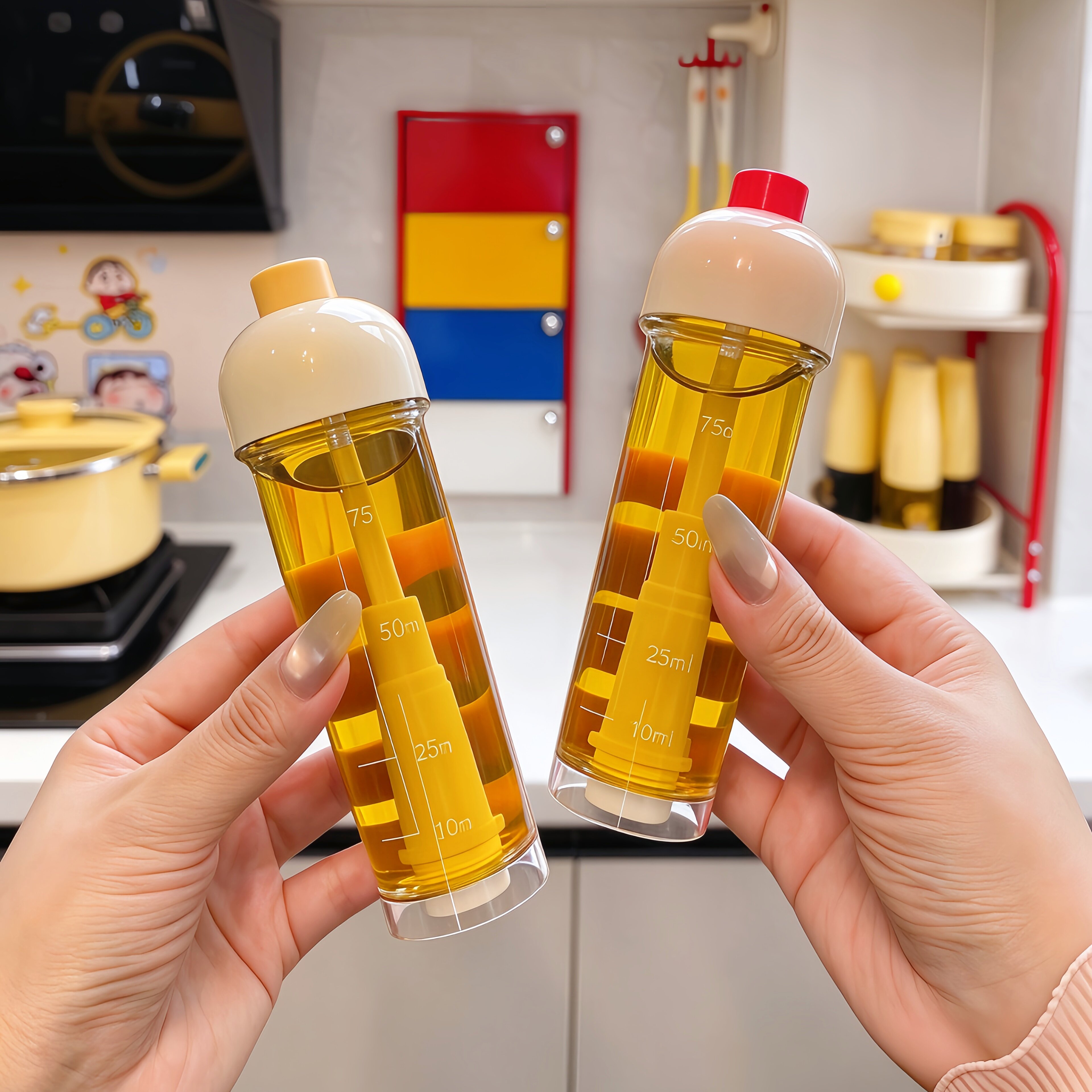 厨房好物~雾化油壶喷油瓶下喷式带刻度厨房家用控油瓶防漏调料瓶