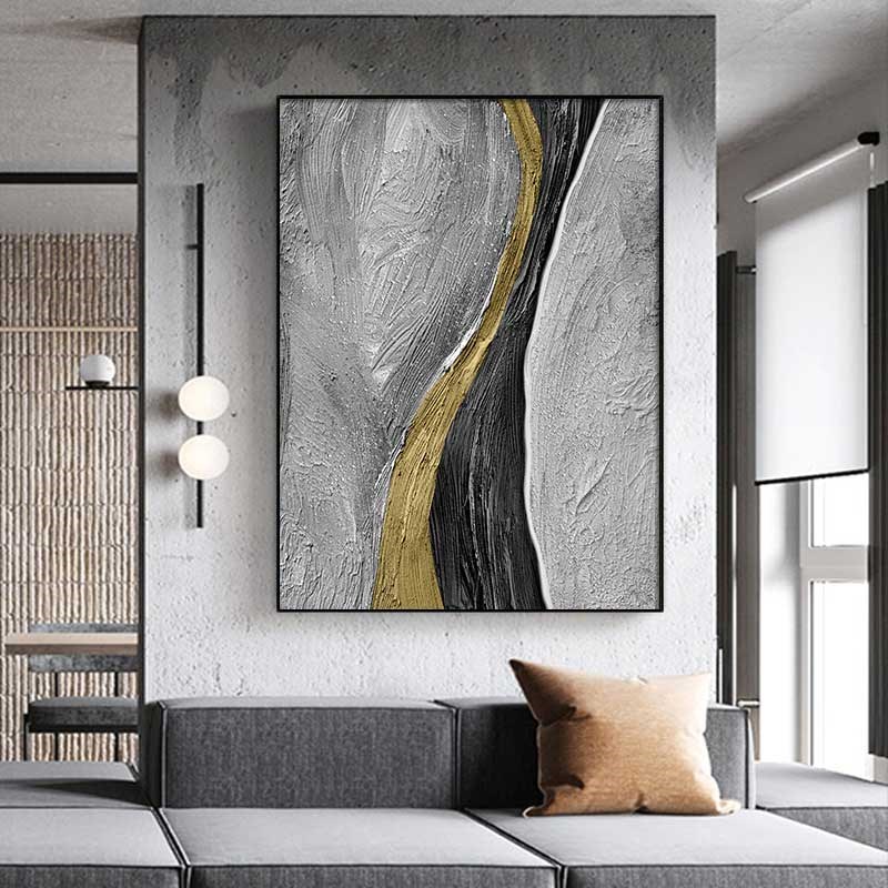 速发手绘黑白沙滩大芬画油村客厅装理画肌饰落地壁画轻奢玄关挂画