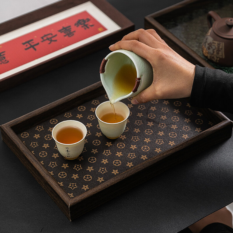 现货速发VJW5复古长方形桌面首饰摆件钥匙玄关收纳盒轻奢皮革中式