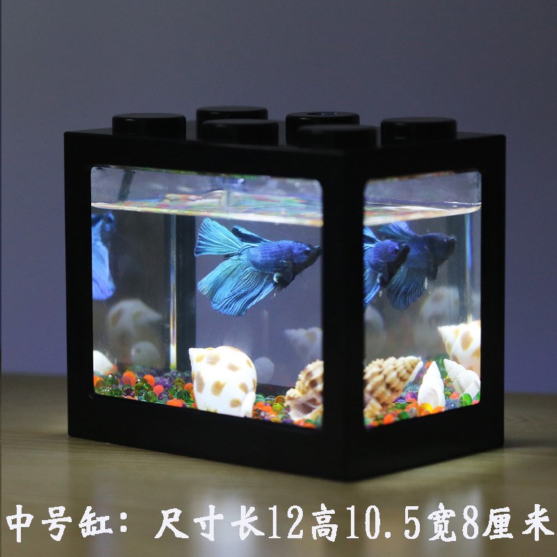 速发带灯斗鱼缸叠藻积木鱼缸小型微景观乌加球盒海龟蚂蚁爱宠鱼盒