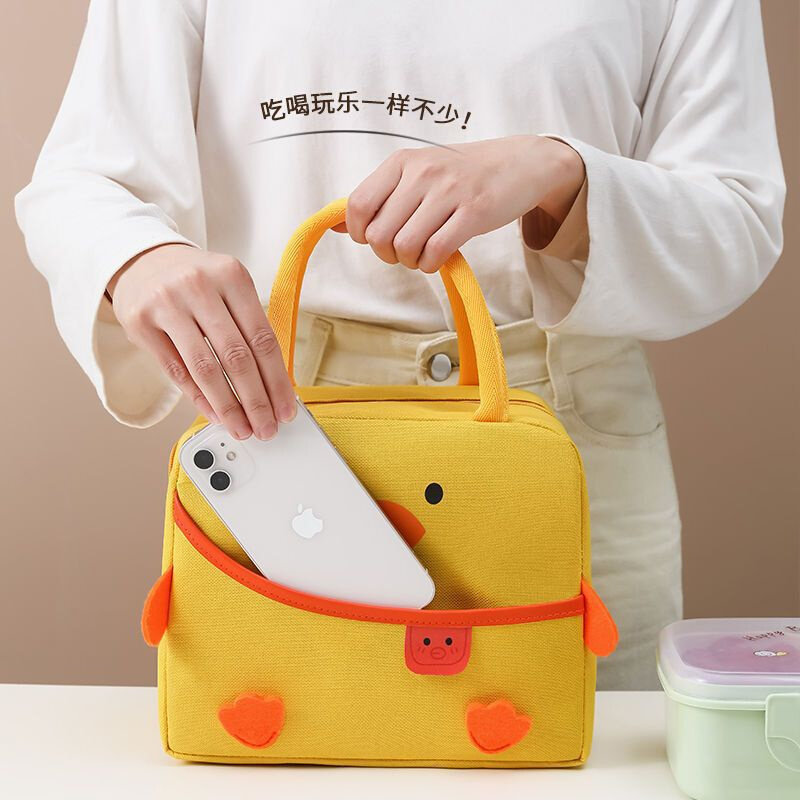 现货速发学生便当包女上班族洋气高颜值保温饭盒袋防水防油手拎铝