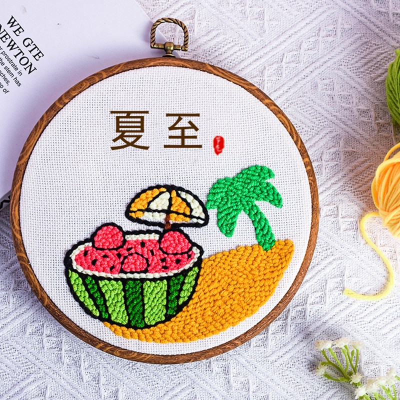 速发24节气戳戳绣儿童手工材料包装国画中饰传统文刺化绣学生