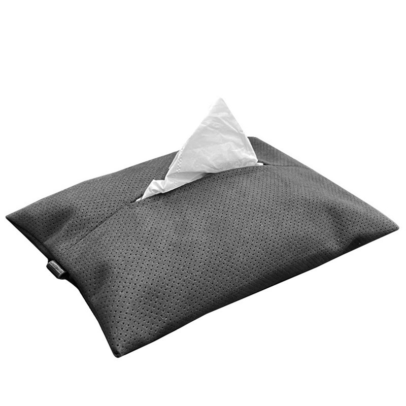 速发打孔车用纸巾盒麂皮透翻毛式.A冲孔绒气挂皮纸巾袋收纳轻奢