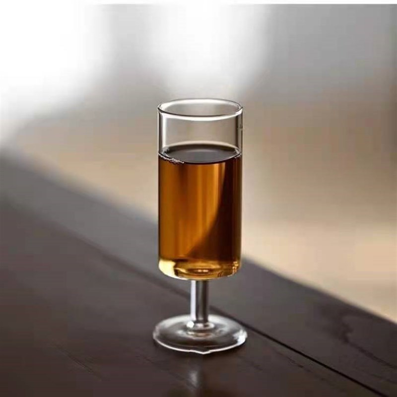 速发猴魁杯高鹏硅玻璃杯高脚直身香茶杯绿茶杯创意个性杯子功夫槟