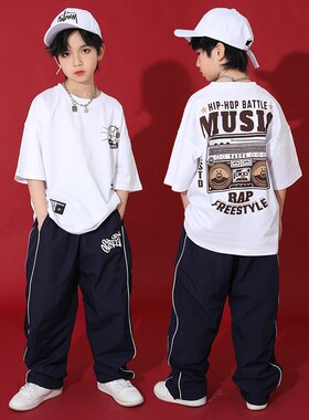 速发少儿酷雳舞演出服街舞hiph演p潮霹帅气男孩街舞架子鼓套装o出