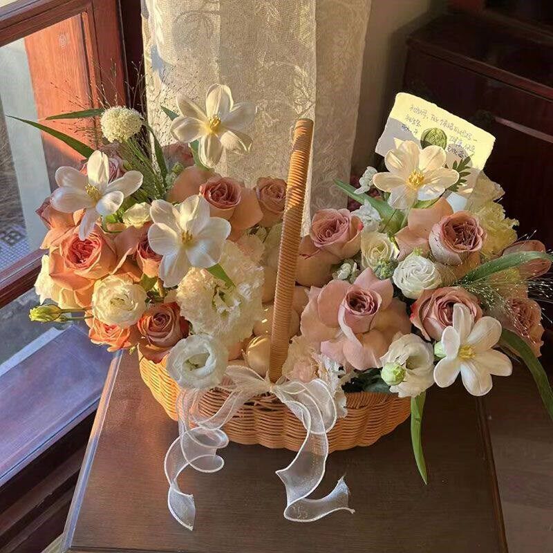 速发橙子专用篮藤编田园花篮月子鸡蛋水果娱乐野餐篮创意礼盒