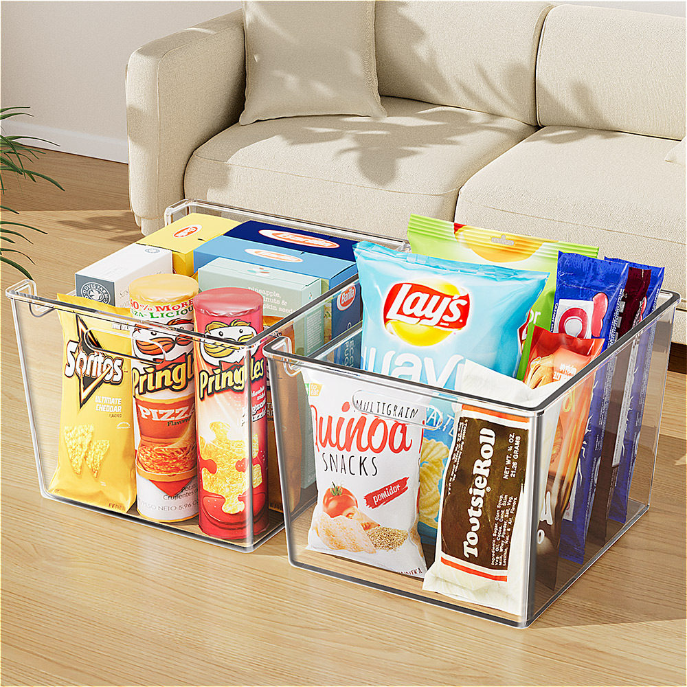 速发透明零食收纳盒桌面客厅茶几整理箱带盖式屉抽化妆品杂物储物