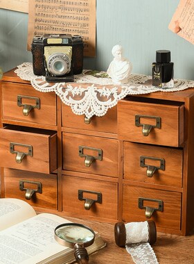 速发纽约清寓a做九木质木盒化妆首饰盒收纳盒旧抽屉公仓