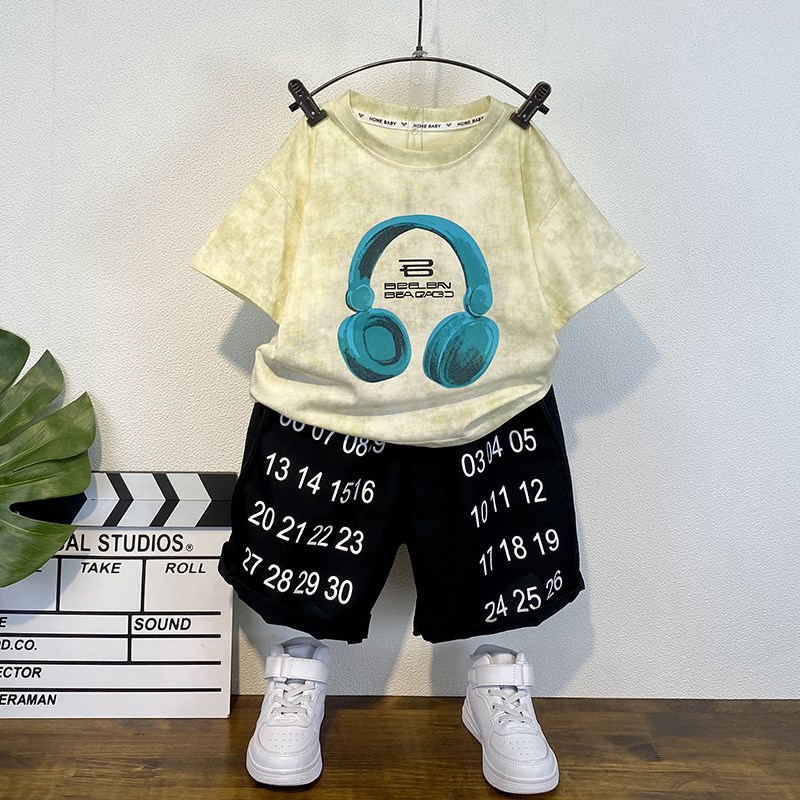 速发男童夏装套装洋气儿童时髦衣服2025新款痞帅宝宝薄款炸街童装