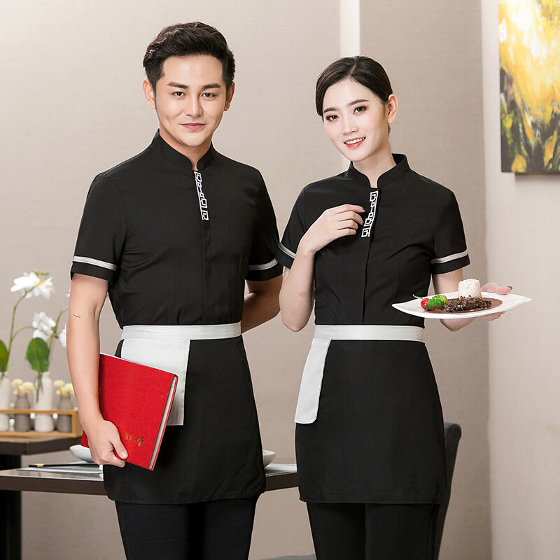 高货速发中式服务员工作服短袖女夏装茶楼西餐厅餐饮连锁火锅店酒
