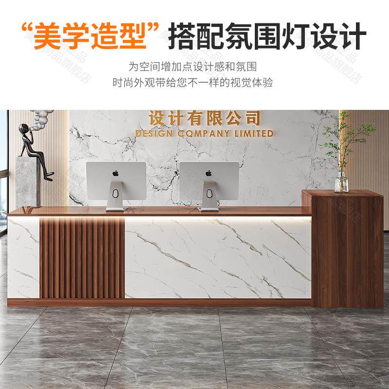 现货公司前f台接待台简约亮光烤漆柜台烤漆吧台可