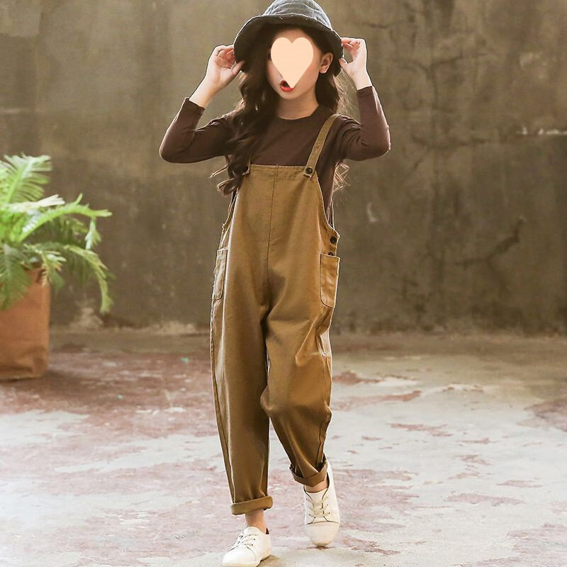 现货速发女童套装春秋2024童装新款秋装韩版儿童背带裤两件套中大