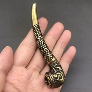 速发古玩收藏 纯嘴佛头烟斗 黄铜烟铜烟袋锅 工艺礼品摆件