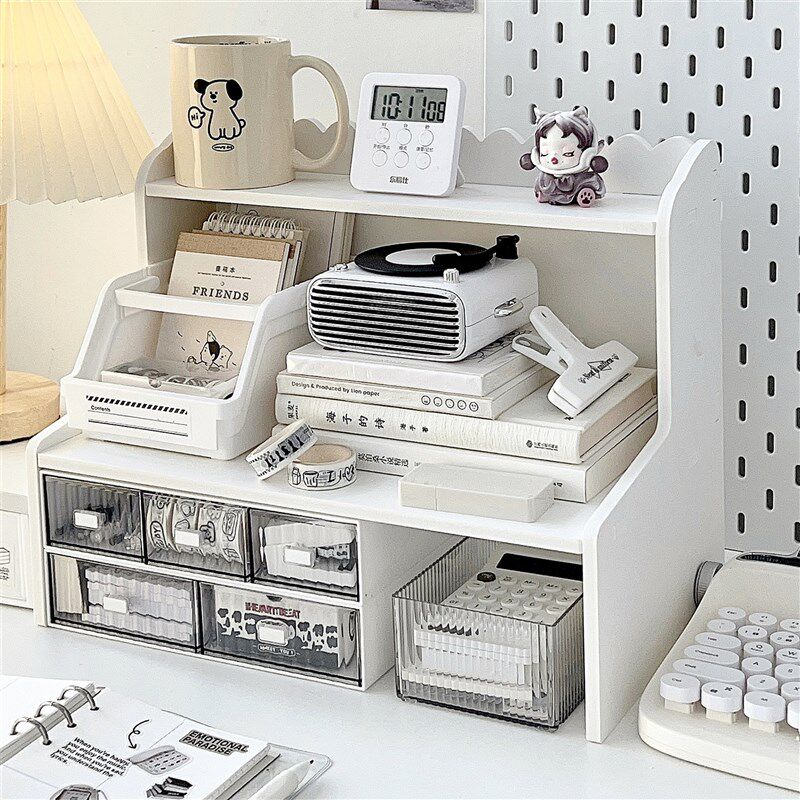 速发办公桌神纳置物架桌面电脑增高架整工位生理收器书桌收纳盒好