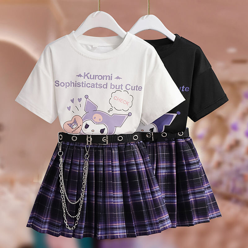 现货速发女童制服夏装套装2024新款洋气网红中大儿童时髦裙子短袖