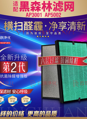 适配黑森林新风空气净化器AP3001A/B/F过滤网除甲醛霾滤芯AP5002