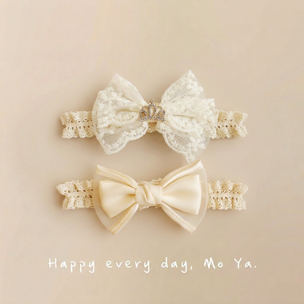 婴儿蕾丝花朵发带满月百天拍照