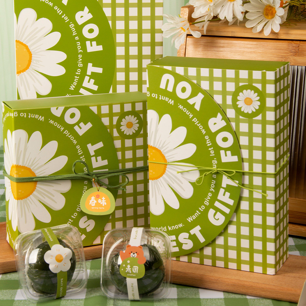 小雏菊春日烘焙手工制作糕点青团包装盒包裹布配件绿豆糕蛋黄酥盒